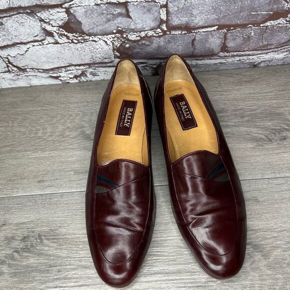 BALLY Magnum Dark Maroon Leather Slip On Loafers Dress Shoes Women’s Sz 8M main image 14